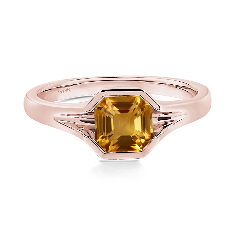 Citrine Bezel Set Engagement Ring - LUO Jewelry #metal_18k rose gold