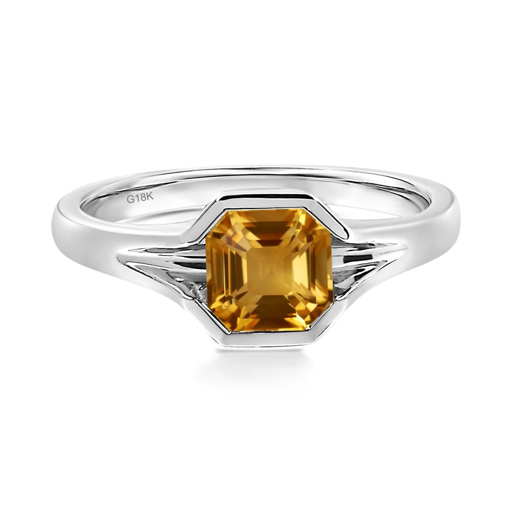 Citrine Bezel Set Engagement Ring - LUO Jewelry #metal_18k white gold