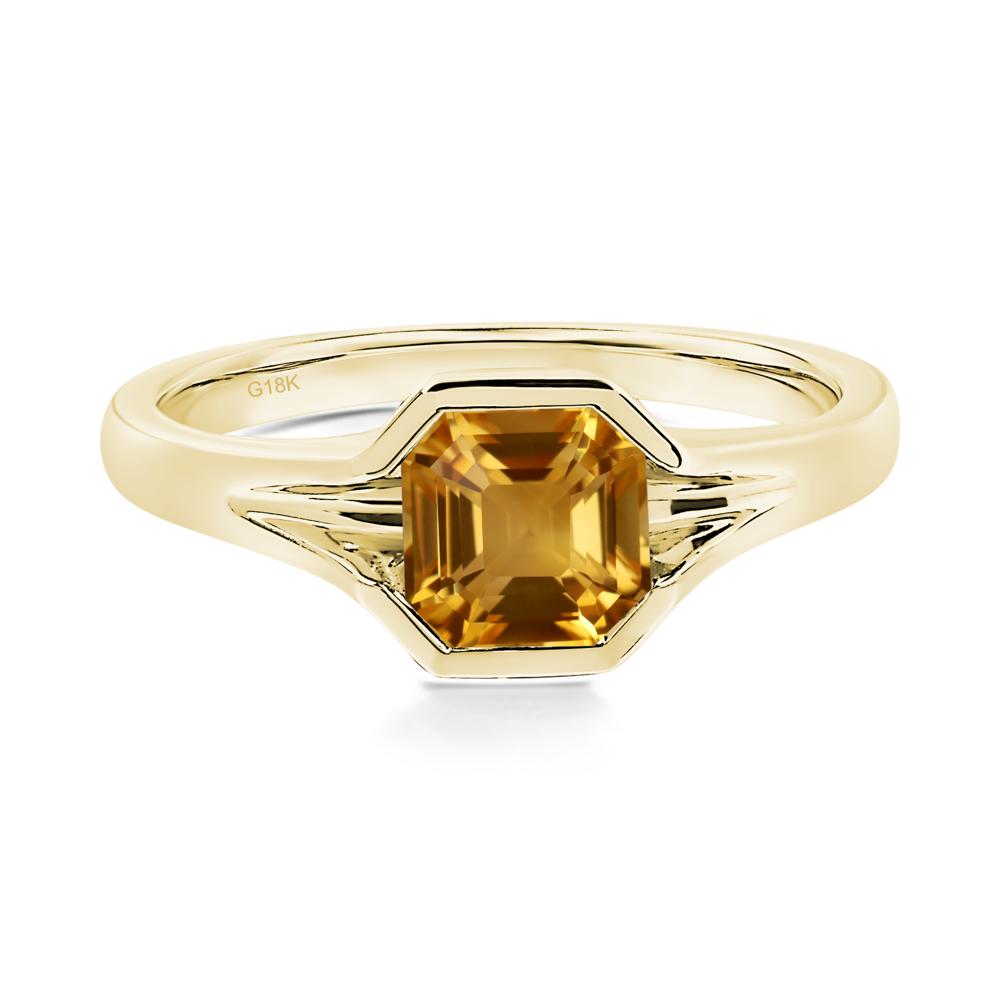 Citrine Bezel Set Engagement Ring - LUO Jewelry #metal_18k yellow gold