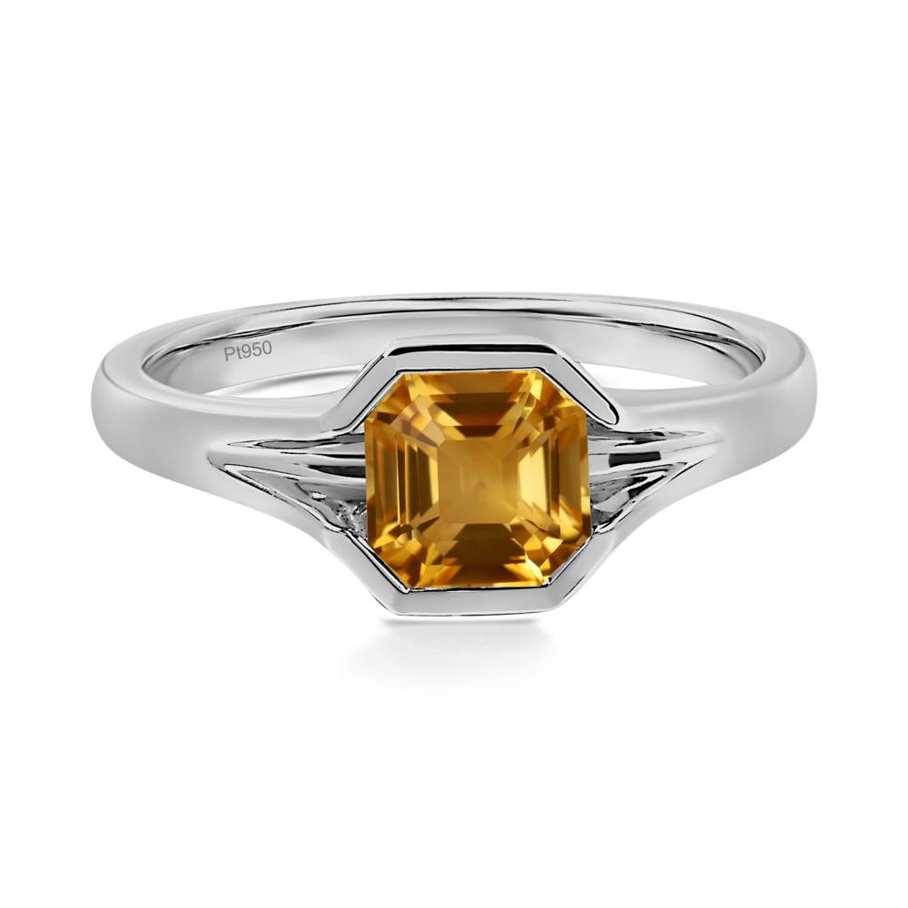 Citrine Bezel Set Engagement Ring - LUO Jewelry #metal_platinum