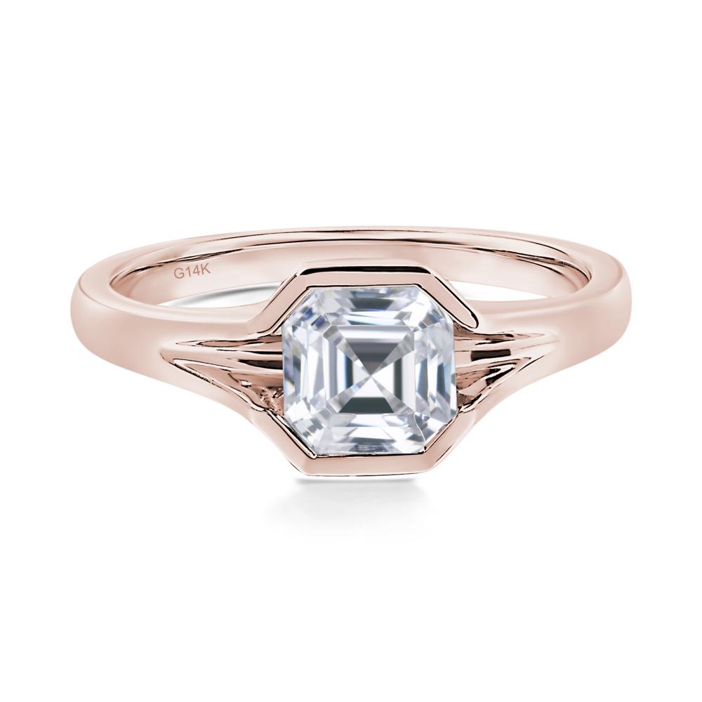 Cubic Zirconia Bezel Engagement Ring - LUO Jewelry #metal_14k rose gold