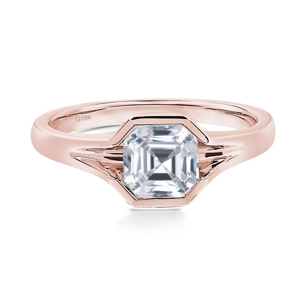 Cubic Zirconia Bezel Engagement Ring - LUO Jewelry #metal_18k rose gold