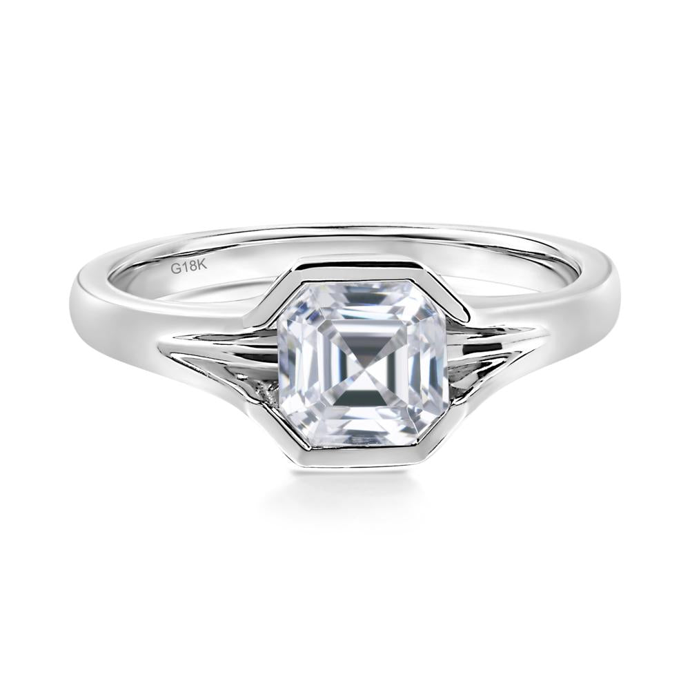 Cubic Zirconia Bezel Engagement Ring - LUO Jewelry #metal_18k white gold