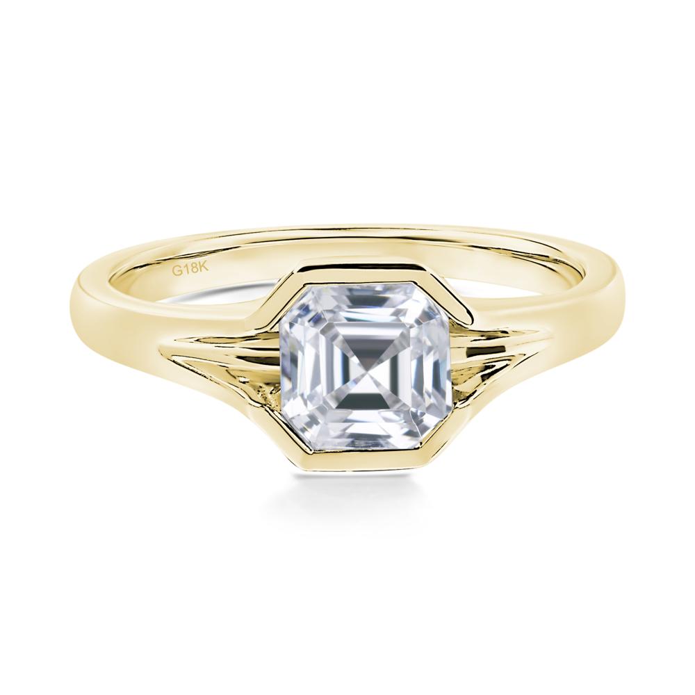 Cubic Zirconia Bezel Engagement Ring - LUO Jewelry #metal_18k yellow gold