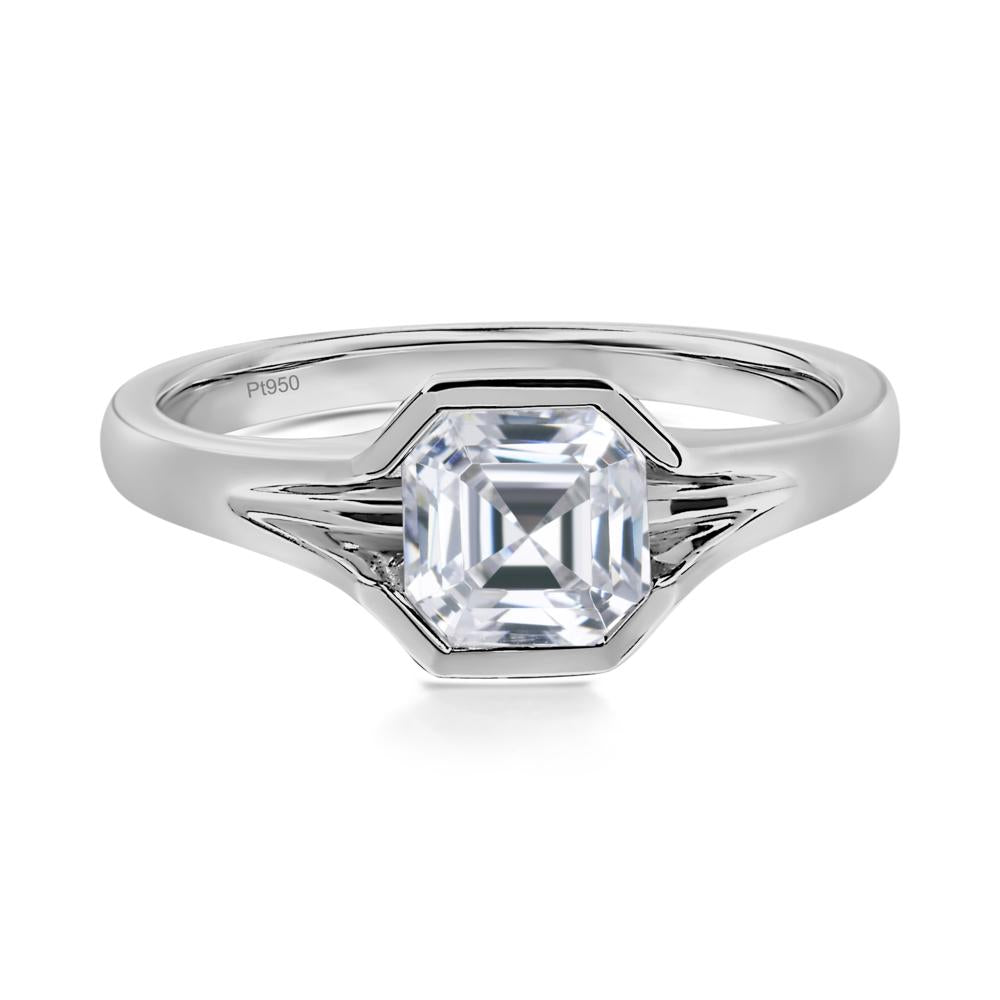Cubic Zirconia Bezel Engagement Ring - LUO Jewelry #metal_platinum