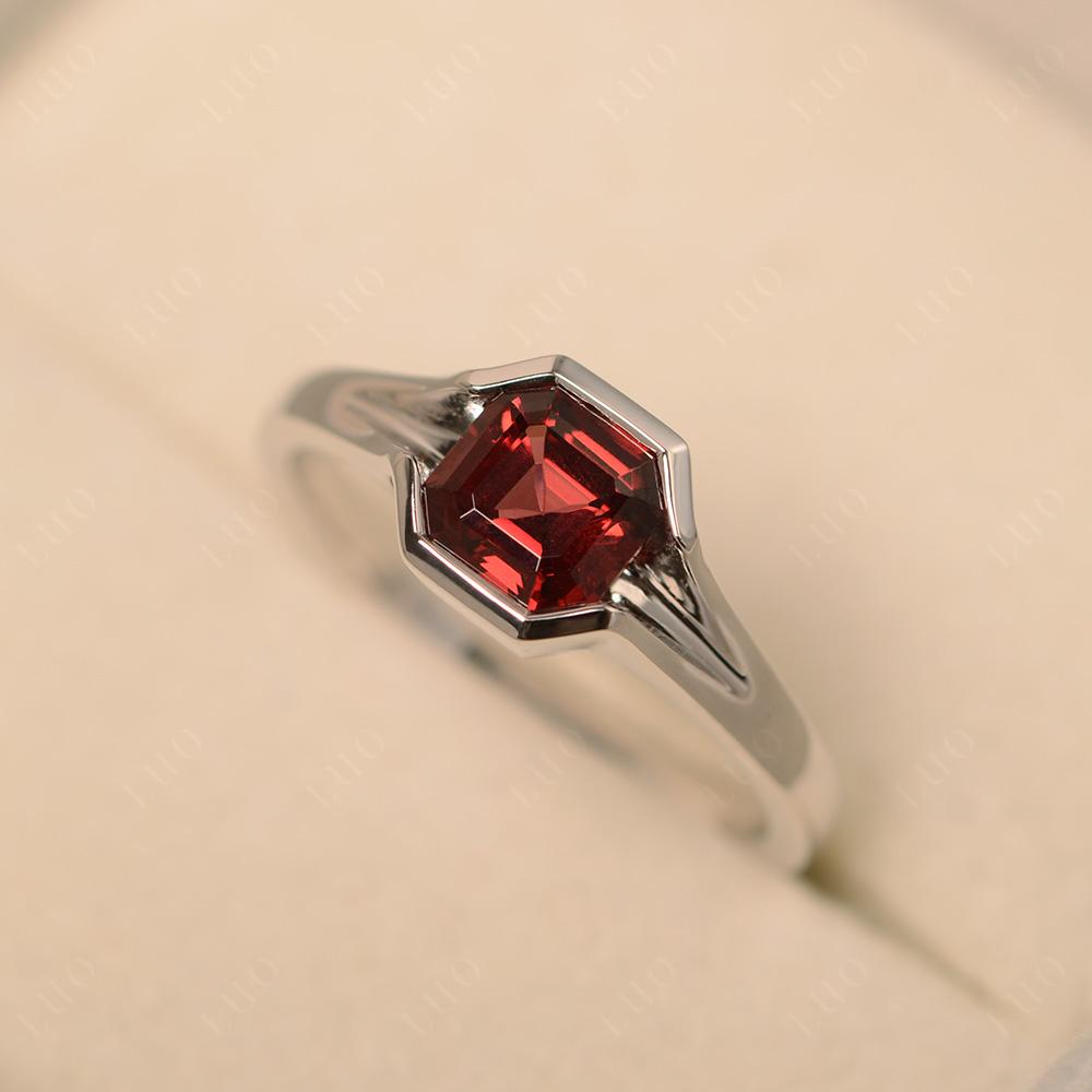 Asscher Cut Garnet Ring - LUO Jewelry 