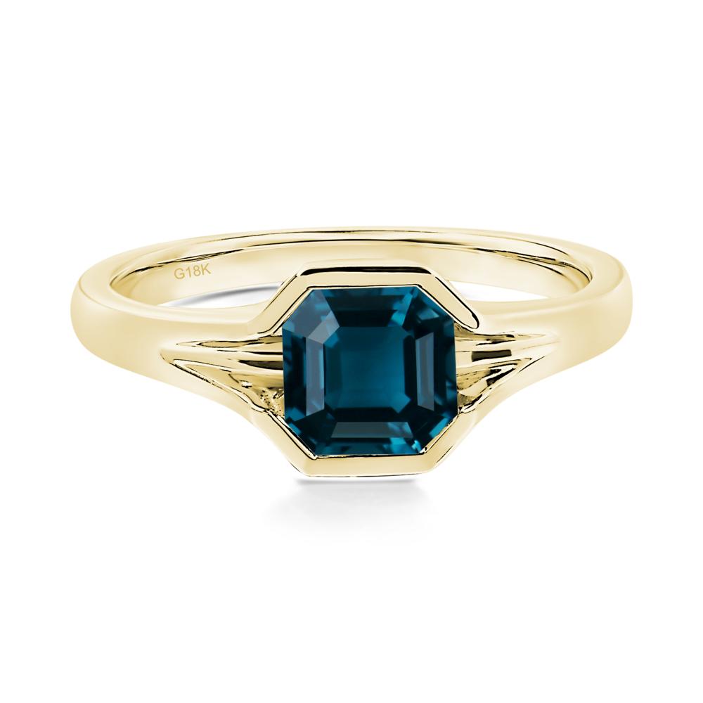 London Blue Topaz Bezel Solitaire Ring - LUO Jewelry #metal_18k yellow gold