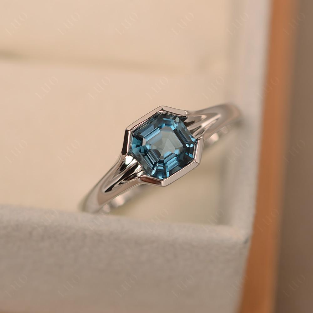 London Blue Topaz Bezel Solitaire Ring - LUO Jewelry 