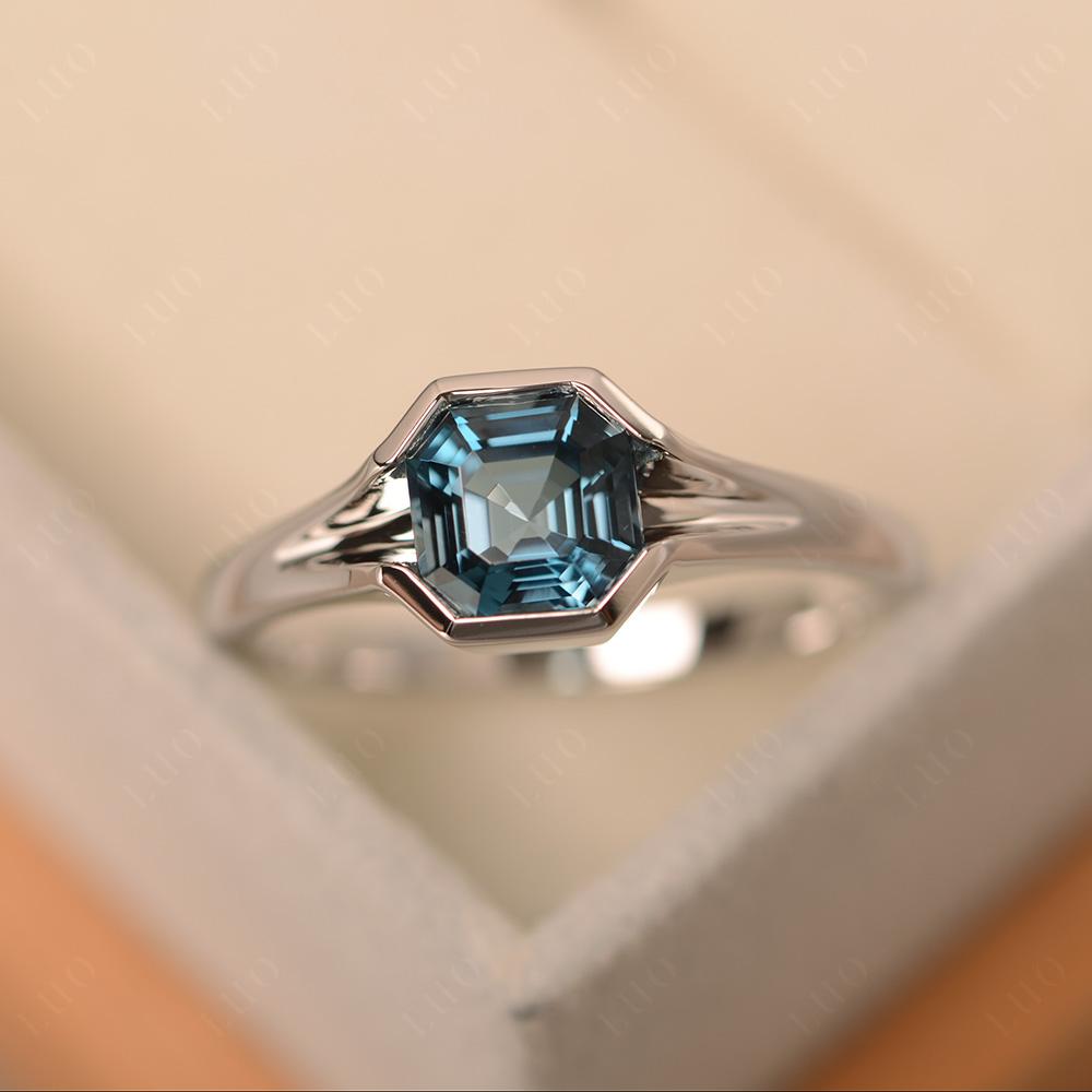 London Blue Topaz Bezel Solitaire Ring - LUO Jewelry 