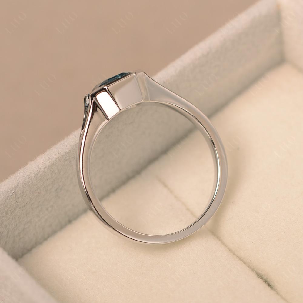 London Blue Topaz Bezel Solitaire Ring - LUO Jewelry 
