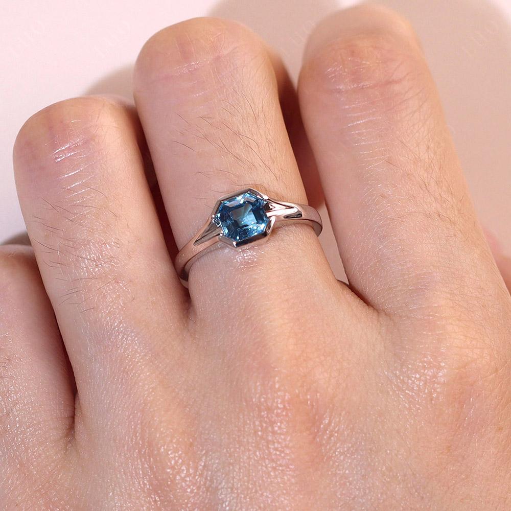 London Blue Topaz Bezel Solitaire Ring - LUO Jewelry 