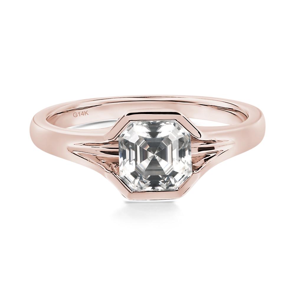 Asscher Cut Moissanite Ring - LUO Jewelry #metal_14k rose gold