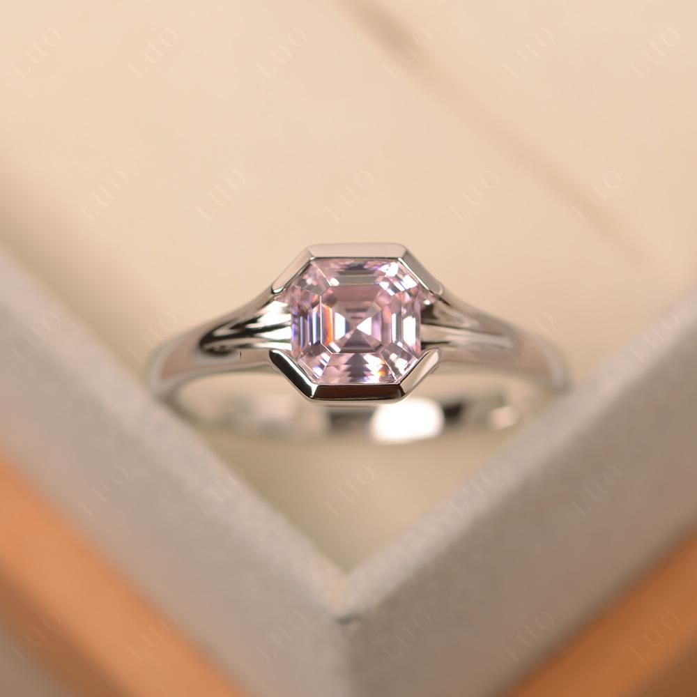 Pink Cubic Zirconia Bezel Engagement Ring - LUO Jewelry 
