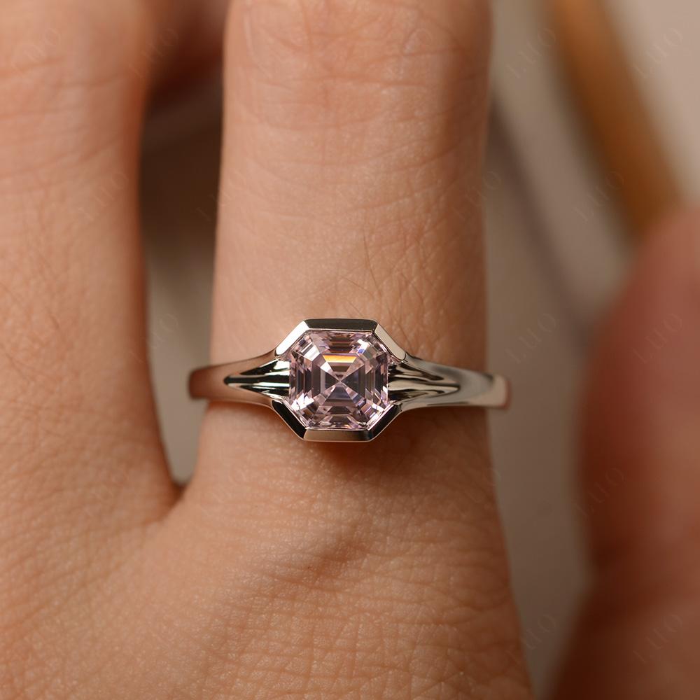 Pink Cubic Zirconia Bezel Engagement Ring - LUO Jewelry 