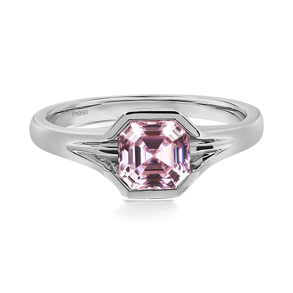 Pink Cubic Zirconia Bezel Engagement Ring - LUO Jewelry #metal_platinum