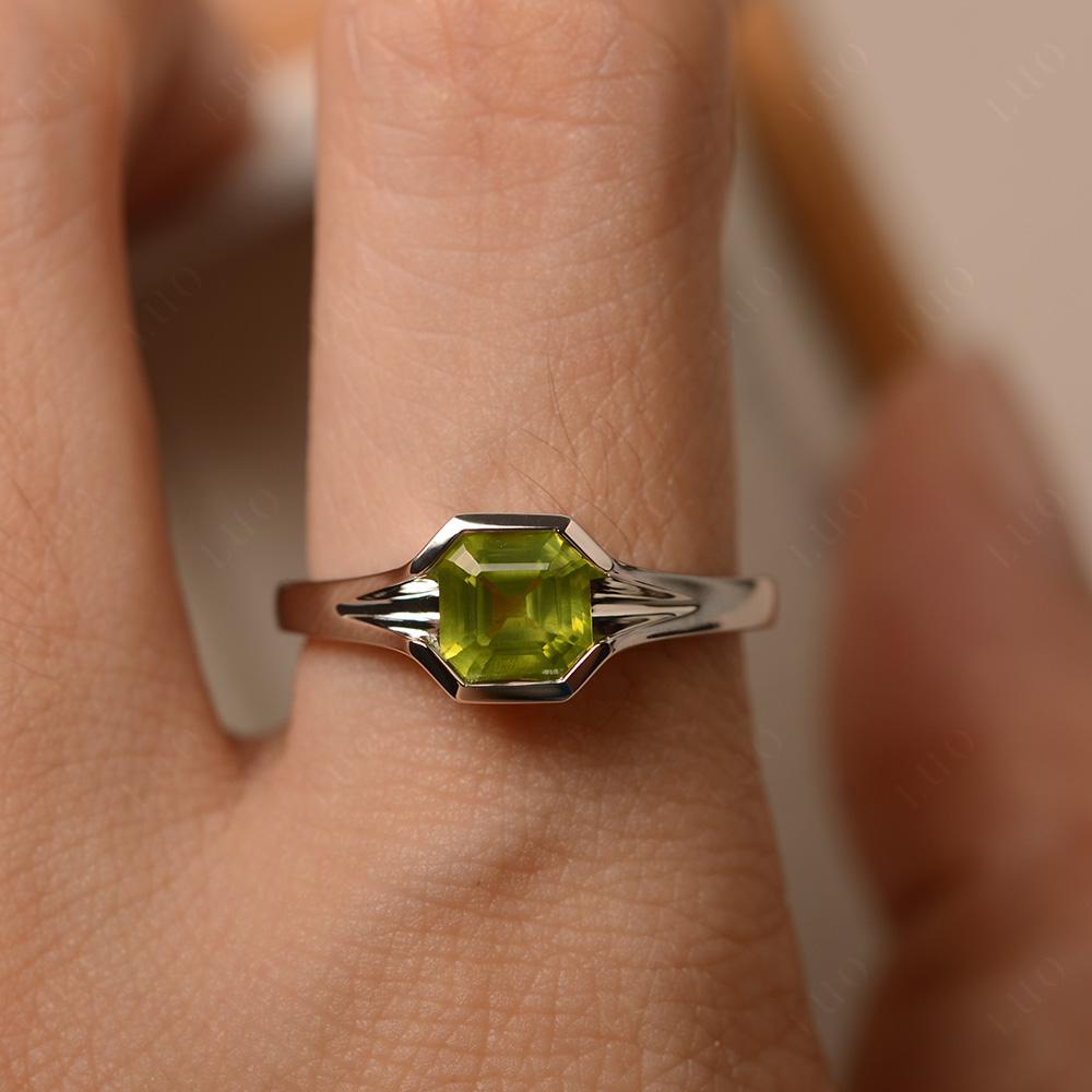 Peridot Bezel Solitaire Ring - LUO Jewelry 