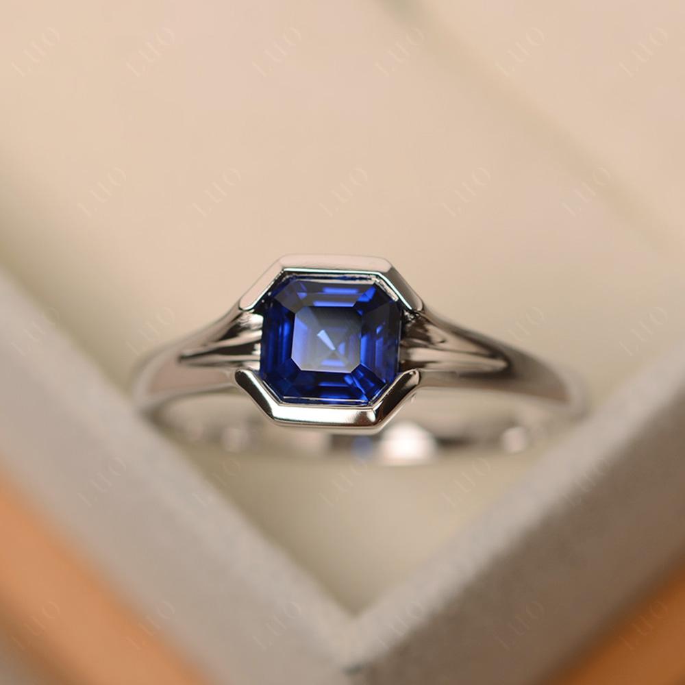 Sapphire Bezel Set Engagement Ring - LUO Jewelry 
