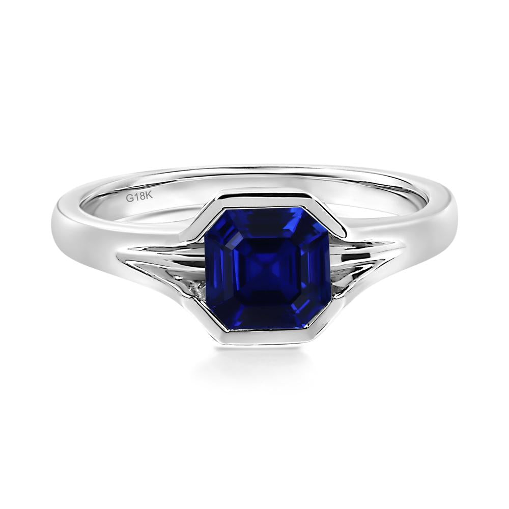 Sapphire Bezel Set Engagement Ring - LUO Jewelry #metal_18k white gold