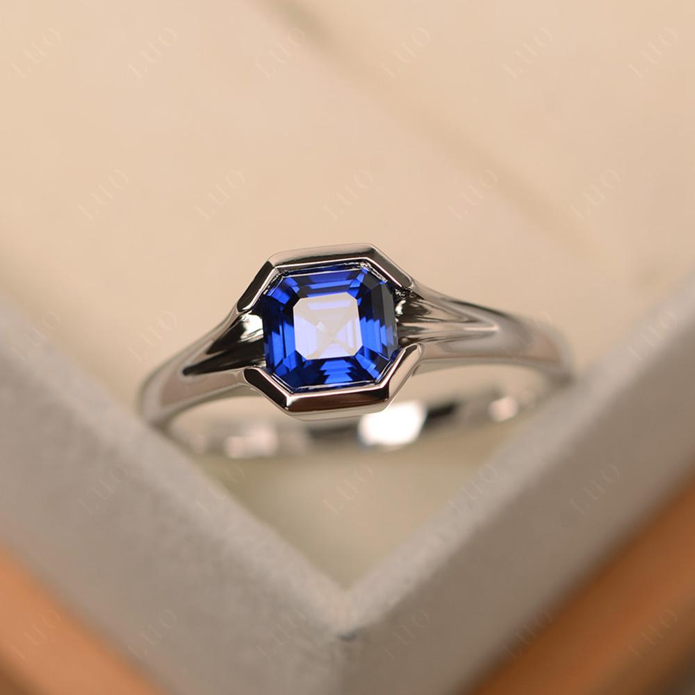 Sapphire Bezel Set Engagement Ring - LUO Jewelry 