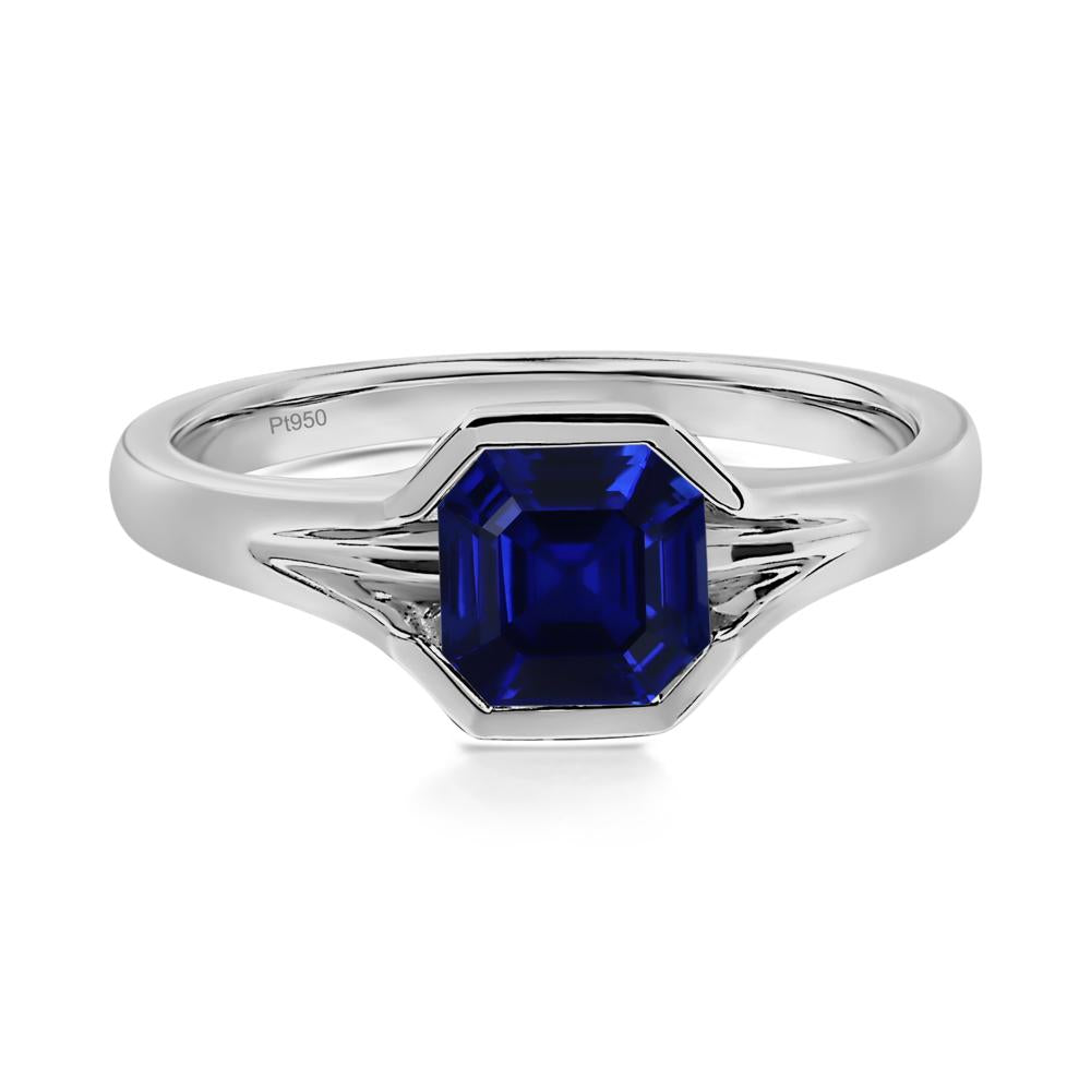 Sapphire Bezel Set Engagement Ring - LUO Jewelry #metal_platinum