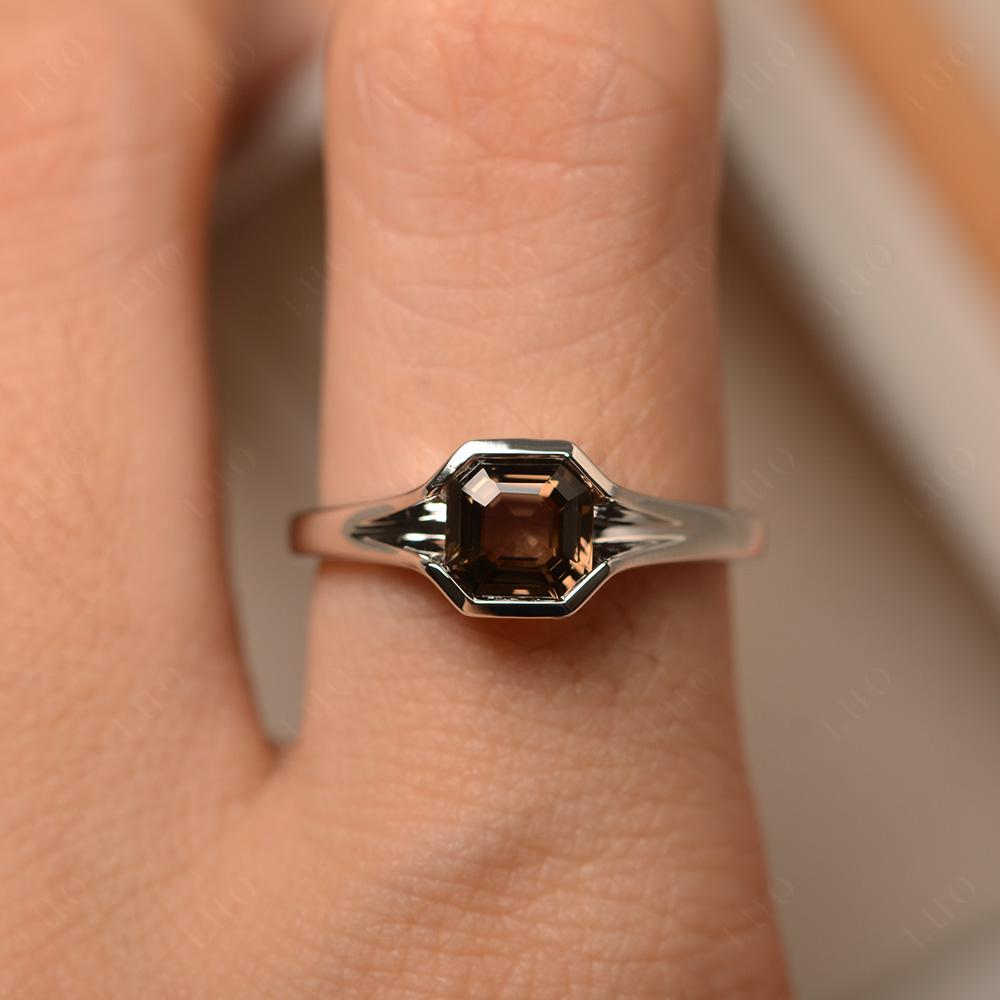 Smoky Quartz Bezel Engagement Ring - LUO Jewelry 