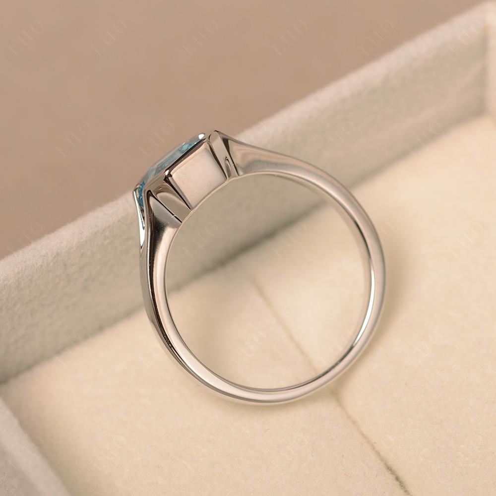 Swiss Blue Topaz Bezel Solitaire Ring - LUO Jewelry 