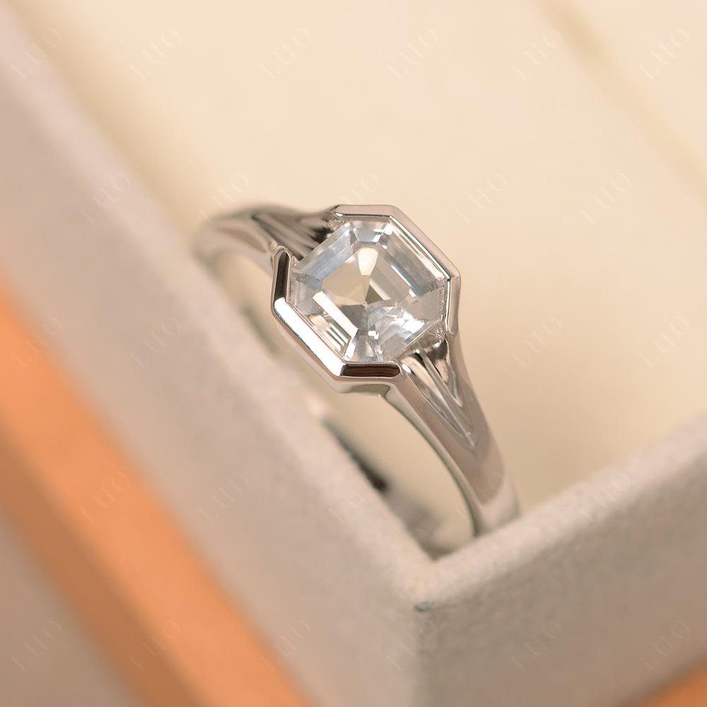 Asscher Cut White Topaz Ring - LUO Jewelry 