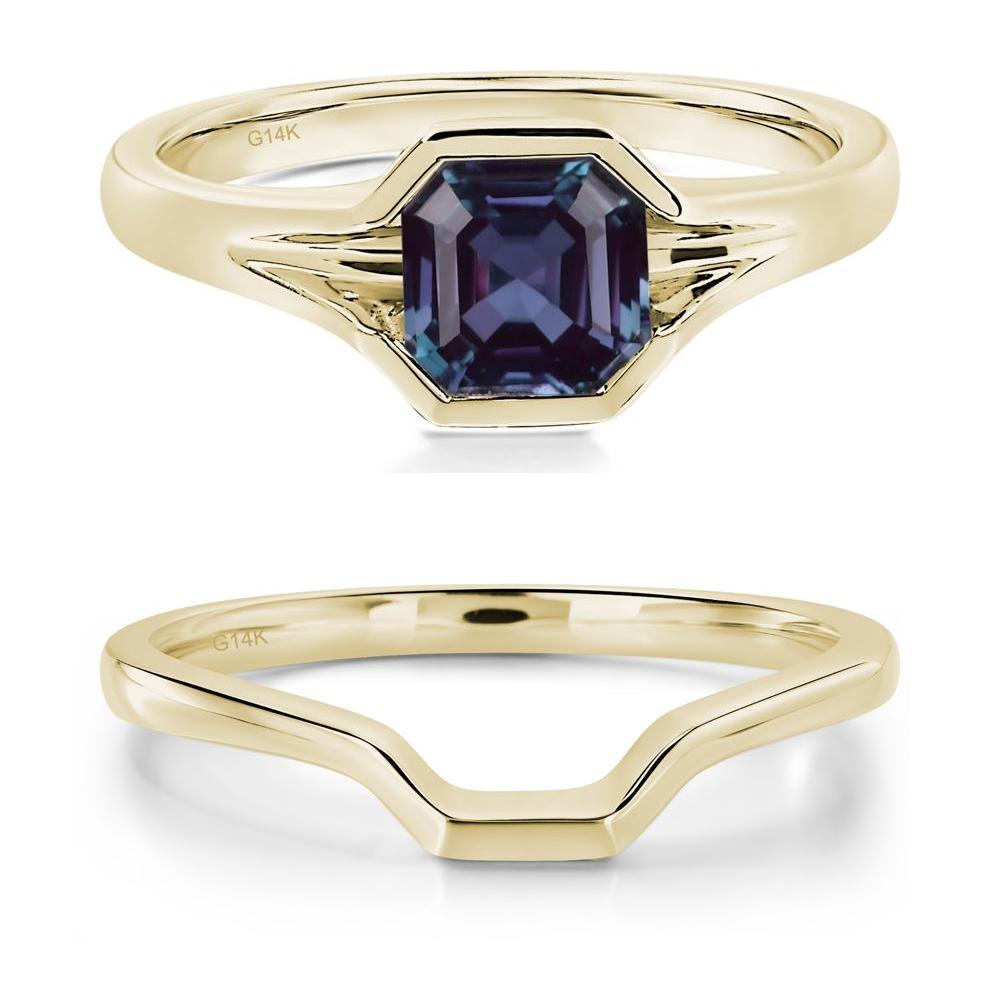 Asscher Cut Alexandrite Ring - LUO Jewelry #metal_14k yellow gold