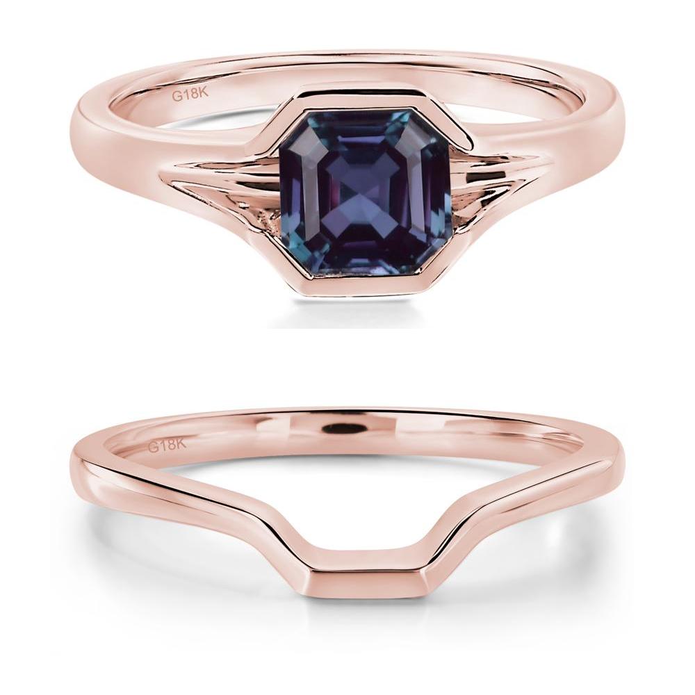 Asscher Cut Alexandrite Ring - LUO Jewelry #metal_18k rose gold