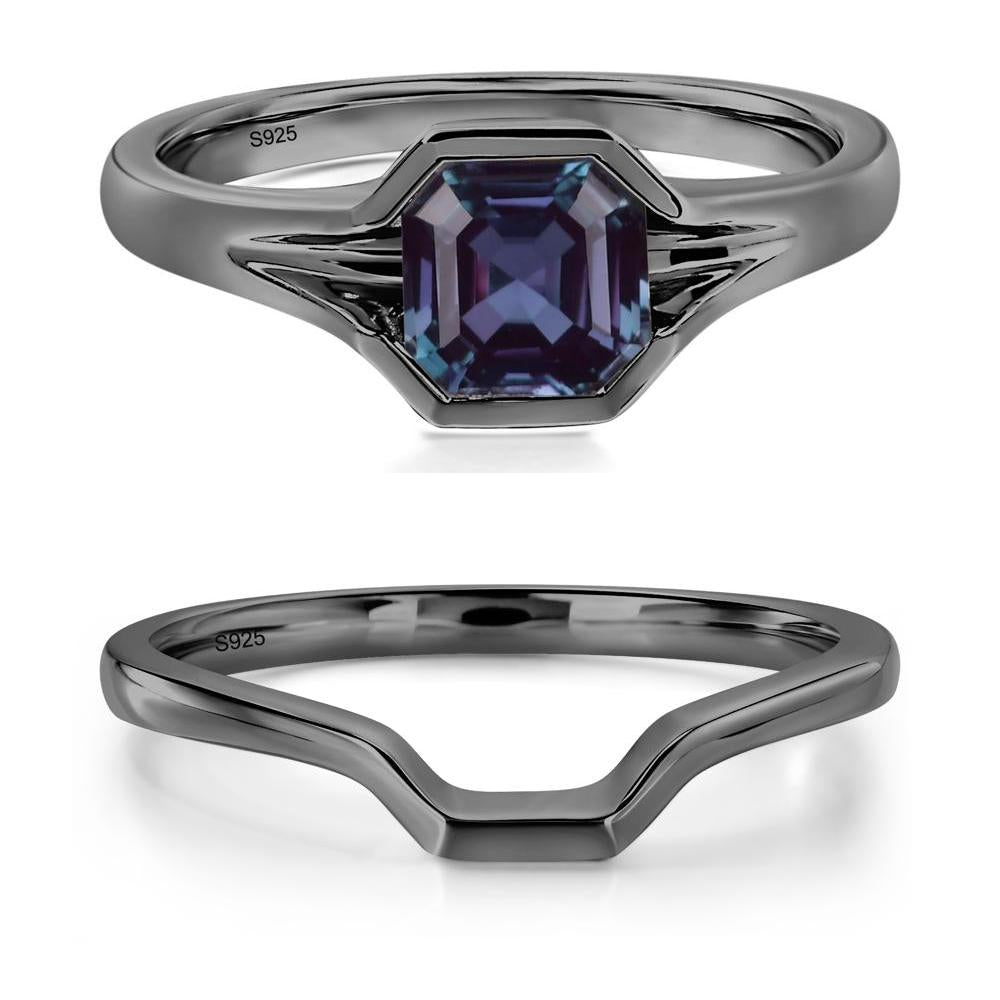 Asscher Cut Alexandrite Ring - LUO Jewelry #metal_black finish sterling silver