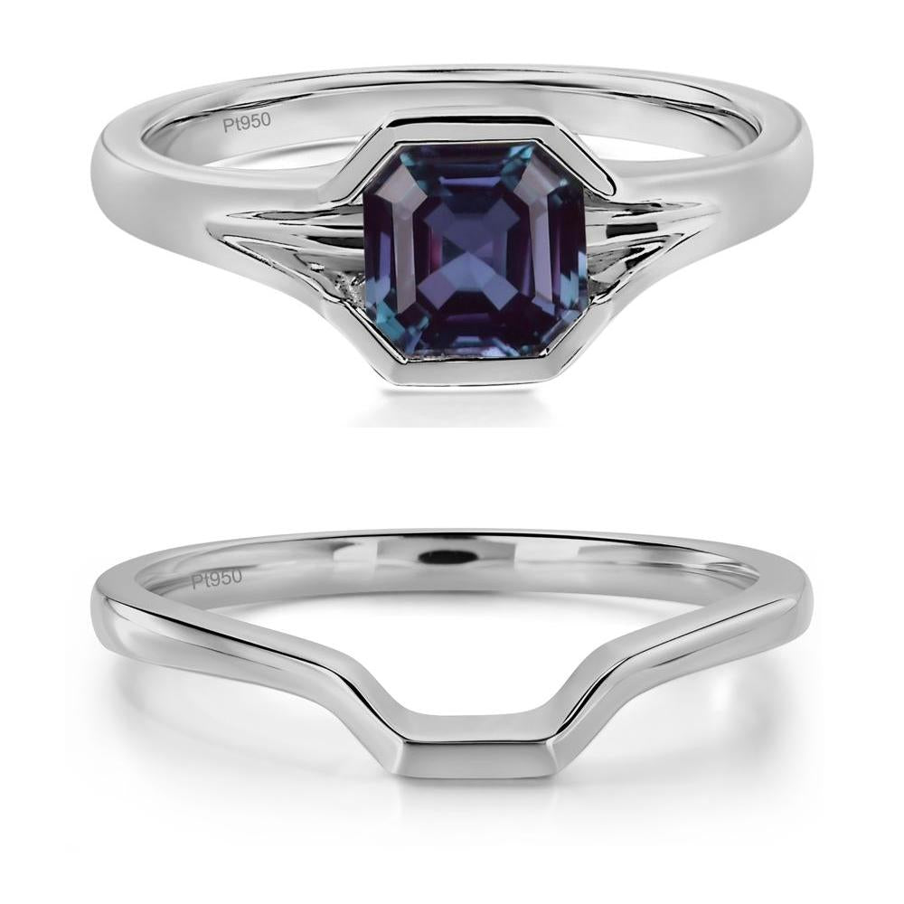 Asscher Cut Alexandrite Ring - LUO Jewelry #metal_platinum