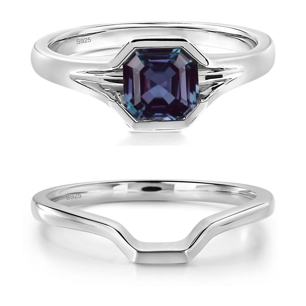 Asscher Cut Alexandrite Ring - LUO Jewelry #metal_sterling silver