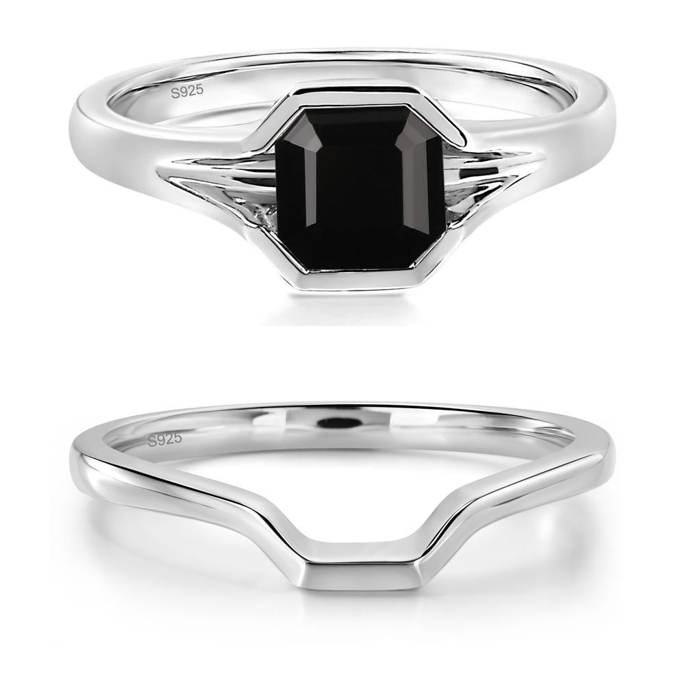 Asscher Cut Black Spinel Ring - LUO Jewelry #metal_sterling silver
