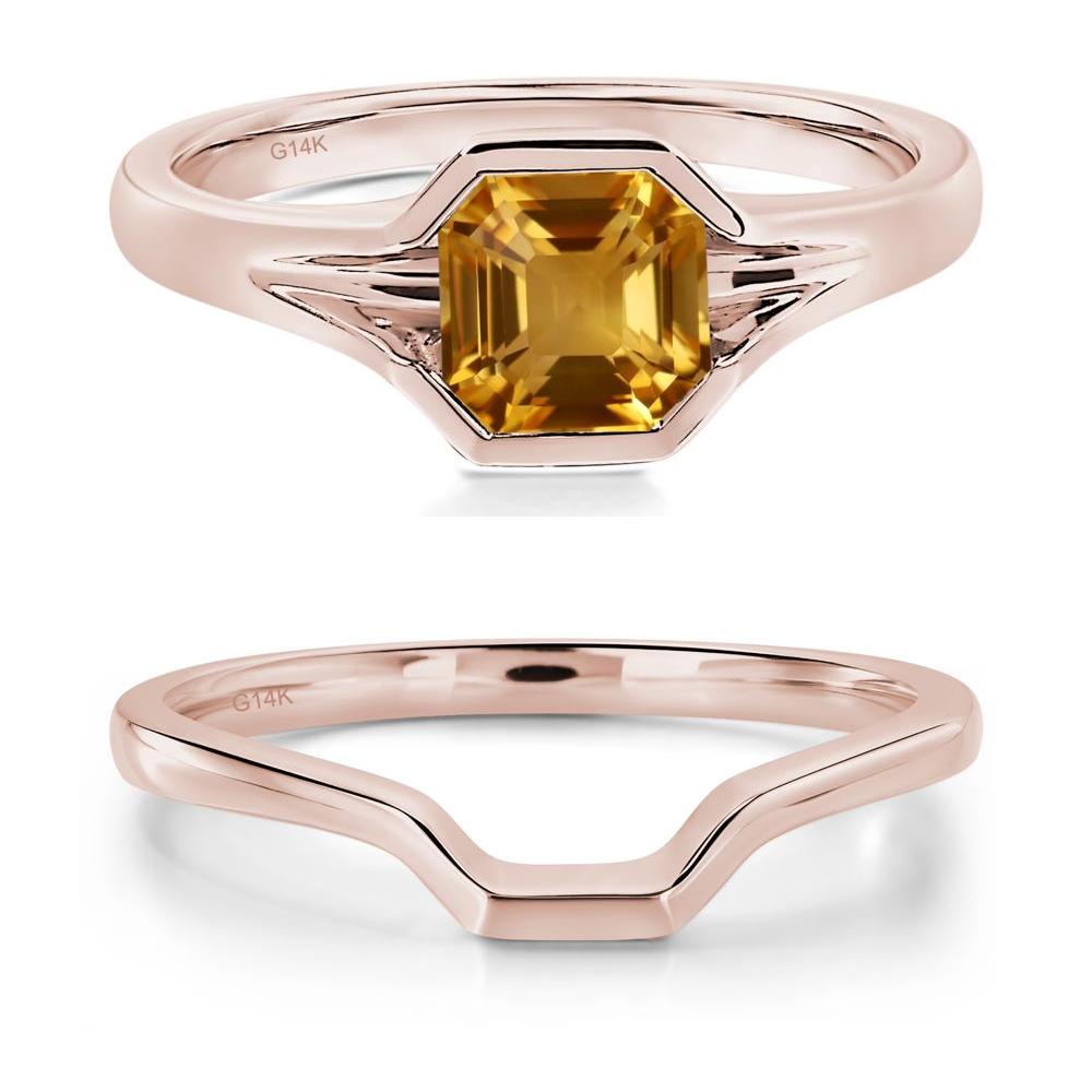 Citrine Bezel Set Engagement Ring - LUO Jewelry #metal_14k rose gold