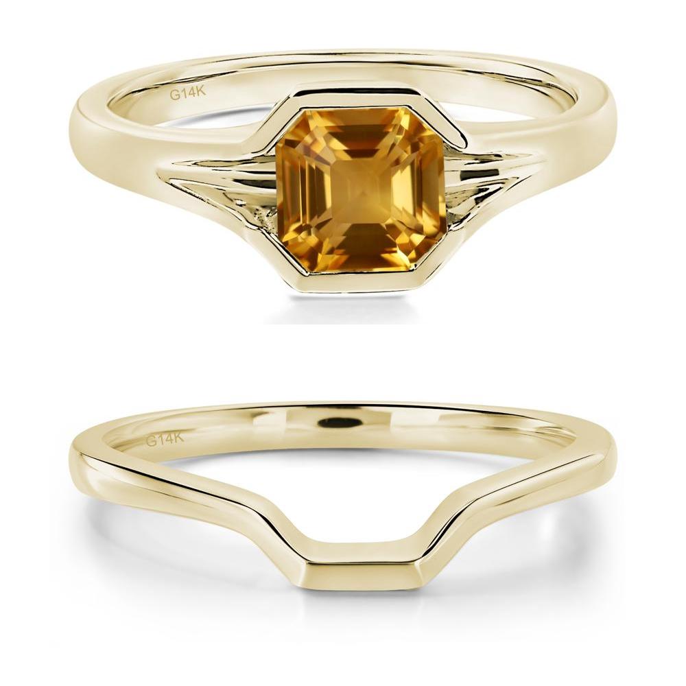 Citrine Bezel Set Engagement Ring - LUO Jewelry #metal_14k yellow gold
