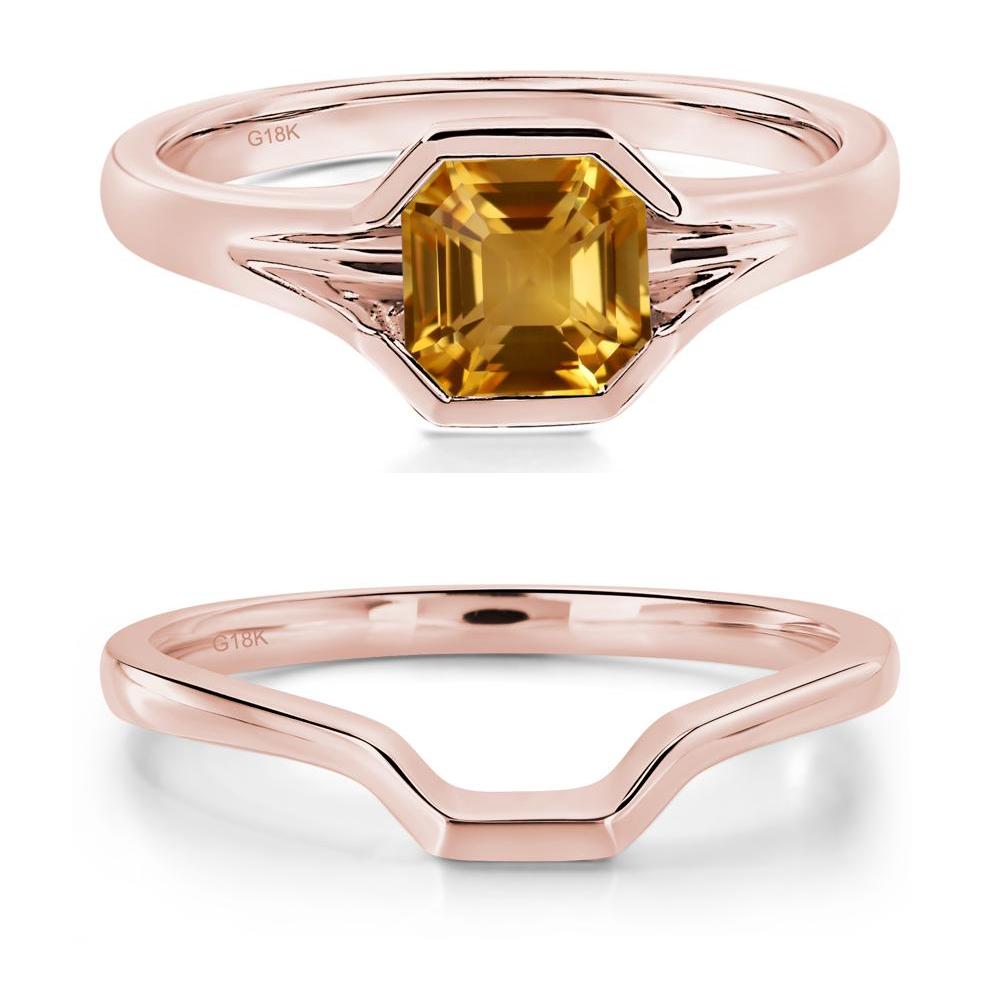 Citrine Bezel Set Engagement Ring - LUO Jewelry #metal_18k rose gold