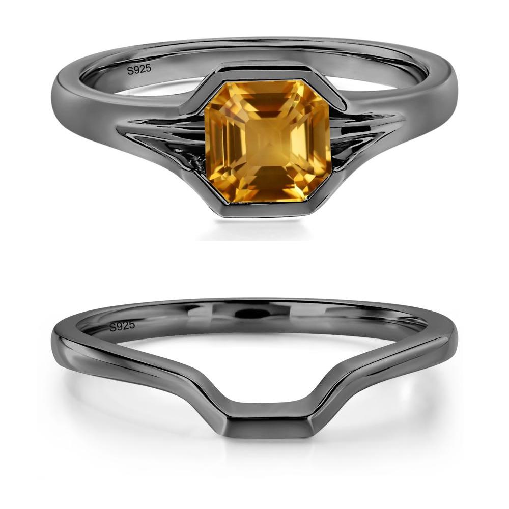 Citrine Bezel Set Engagement Ring - LUO Jewelry #metal_black finish sterling silver