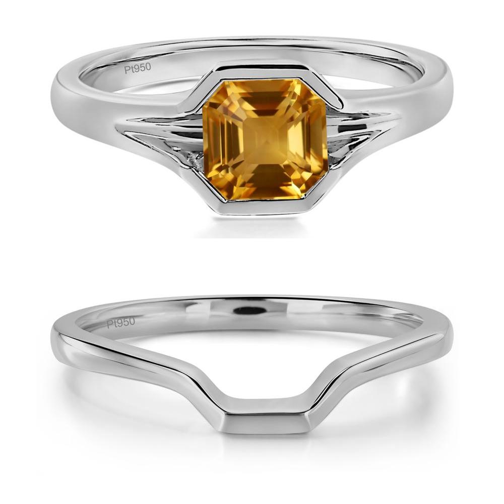 Citrine Bezel Set Engagement Ring - LUO Jewelry #metal_platinum