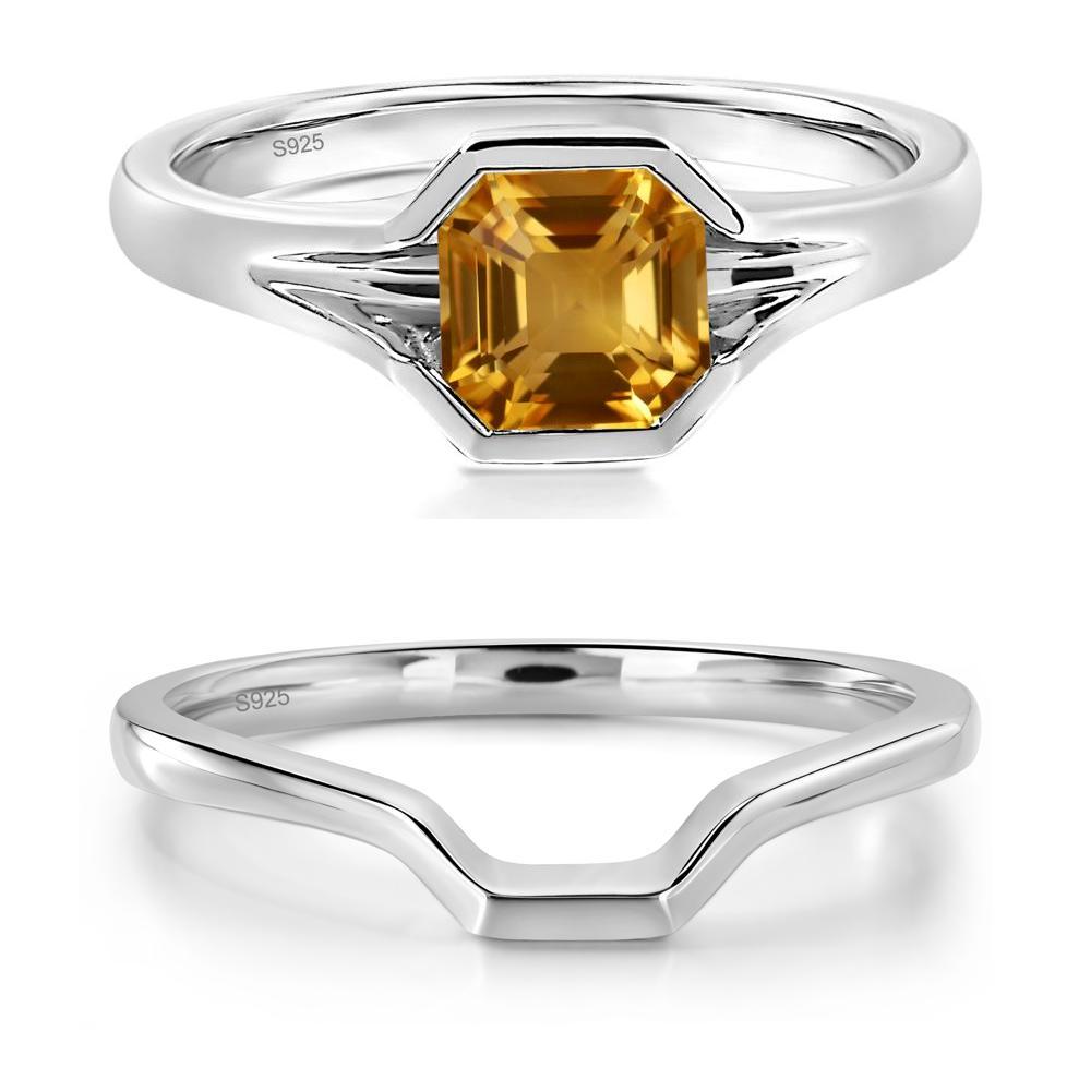 Citrine Bezel Set Engagement Ring - LUO Jewelry #metal_sterling silver