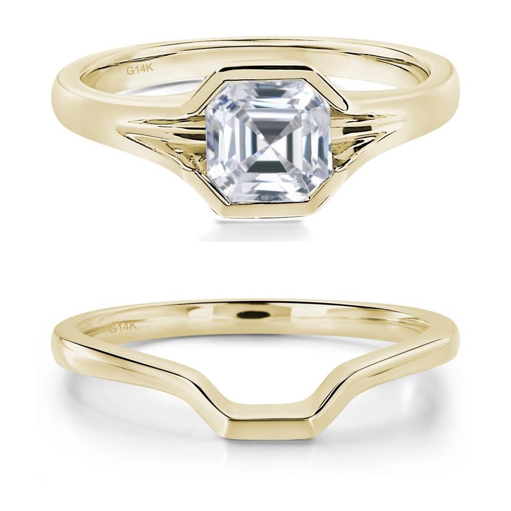 Cubic Zirconia Bezel Engagement Ring - LUO Jewelry #metal_14k yellow gold