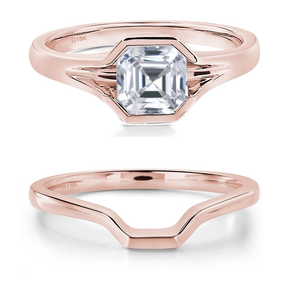 Cubic Zirconia Bezel Engagement Ring - LUO Jewelry #metal_18k rose gold