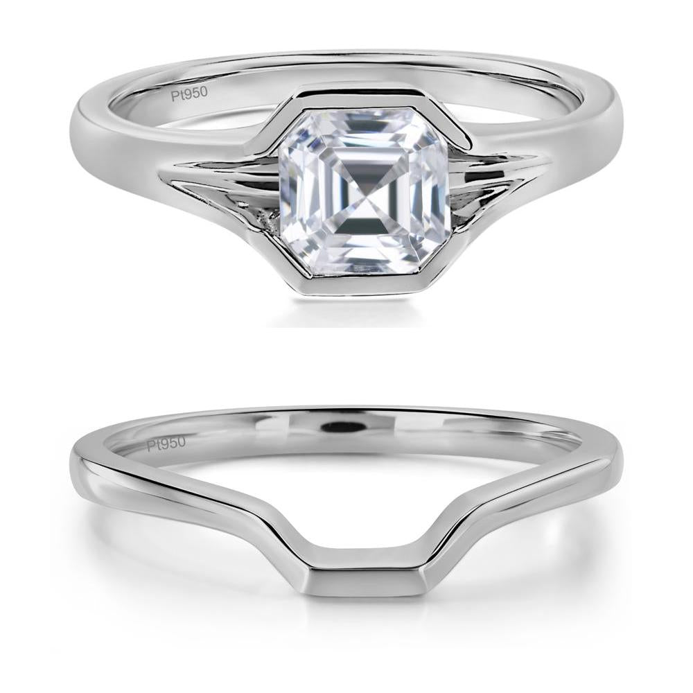 Cubic Zirconia Bezel Engagement Ring - LUO Jewelry #metal_platinum