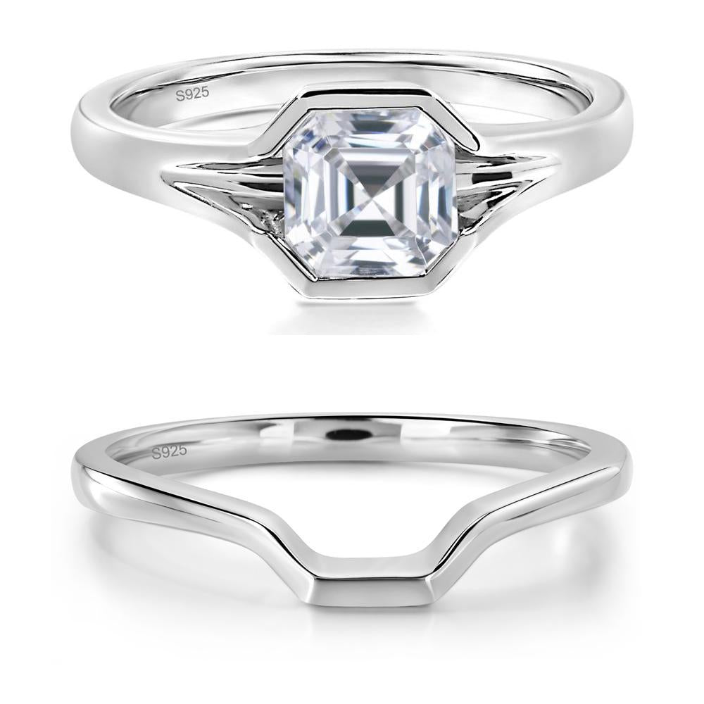 Cubic Zirconia Bezel Engagement Ring - LUO Jewelry #metal_sterling silver