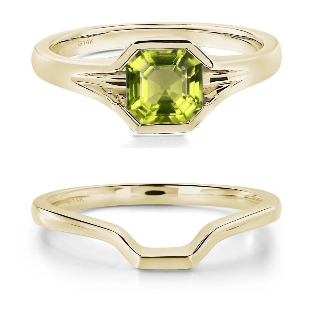 Peridot Bezel Solitaire Ring - LUO Jewelry #metal_14k yellow gold