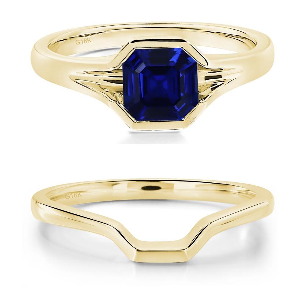 Sapphire Bezel Set Engagement Ring - LUO Jewelry #metal_18k yellow gold