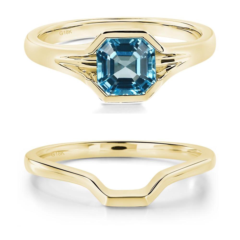 Swiss Blue Topaz Bezel Solitaire Ring - LUO Jewelry #metal_18k yellow gold