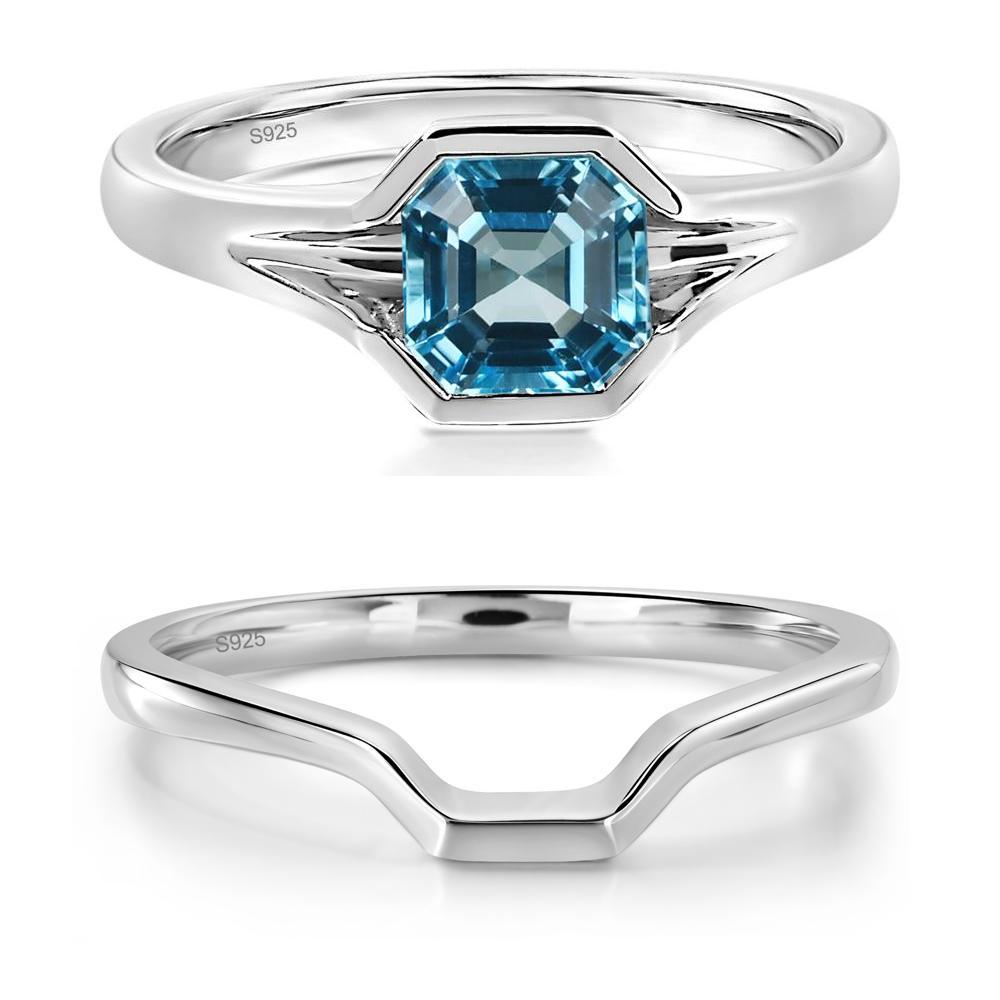 Swiss Blue Topaz Bezel Solitaire Ring - LUO Jewelry #metal_sterling silver