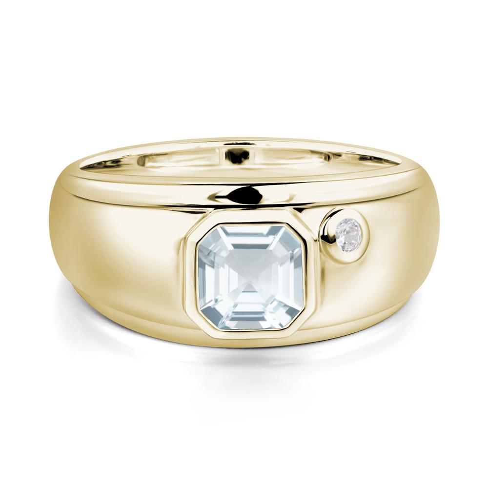 Asscher Cut Aquamarine Men's Ring - LUO Jewelry #metal_14k yellow gold