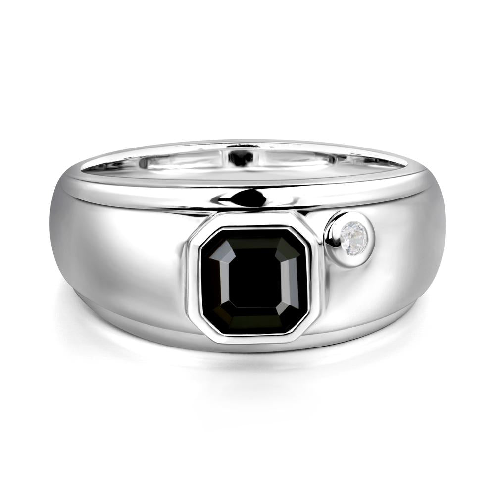 Men's Black Spinel Ring - LUO Jewelry #metal_14k white gold