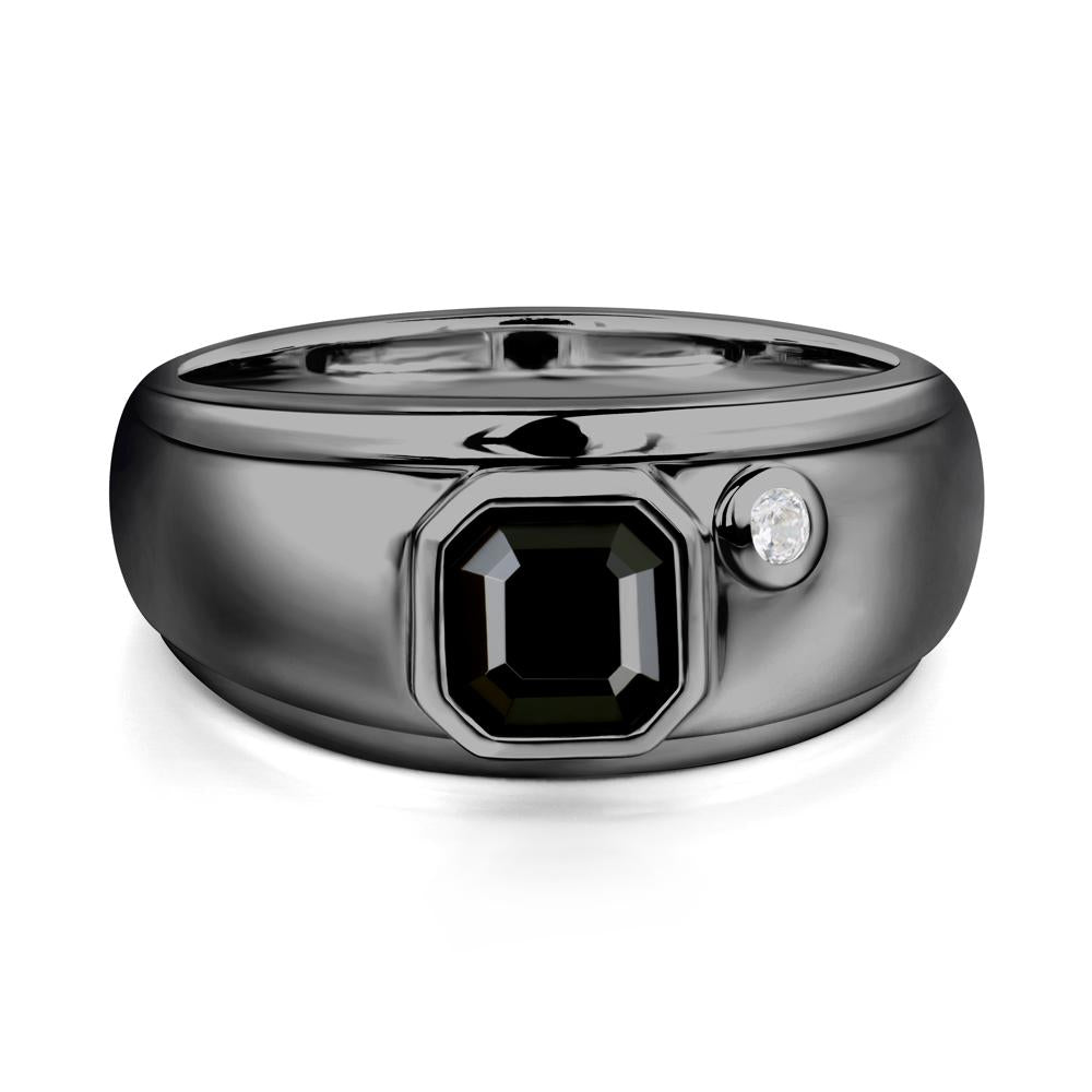 Men's Black Spinel Ring - LUO Jewelry #metal_black finish sterling silver